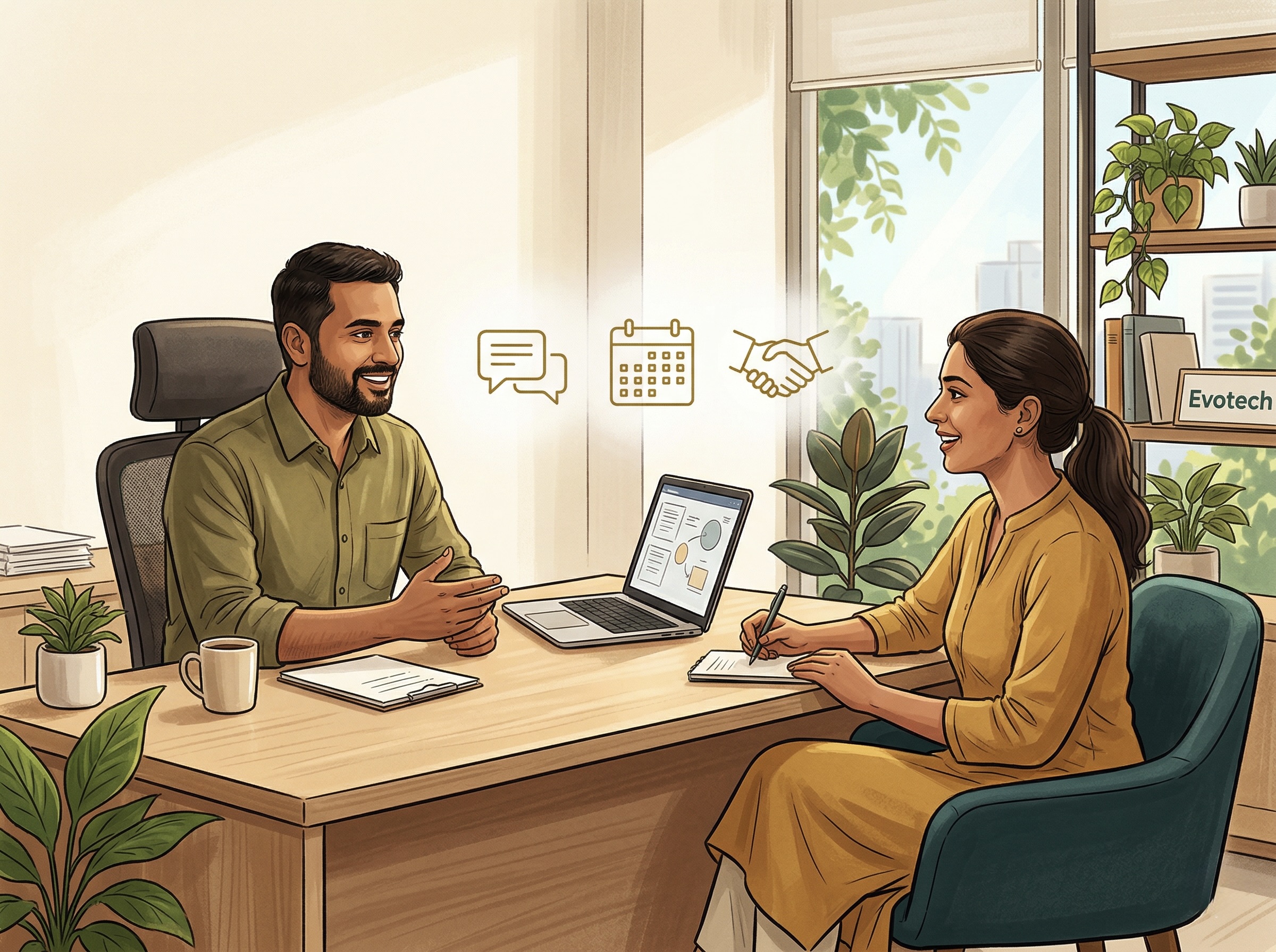 Professionals having a conversation