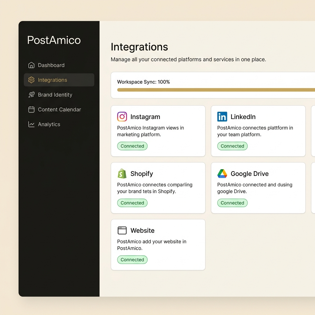 Workspace Connection and Ingest mockup showing linked accounts